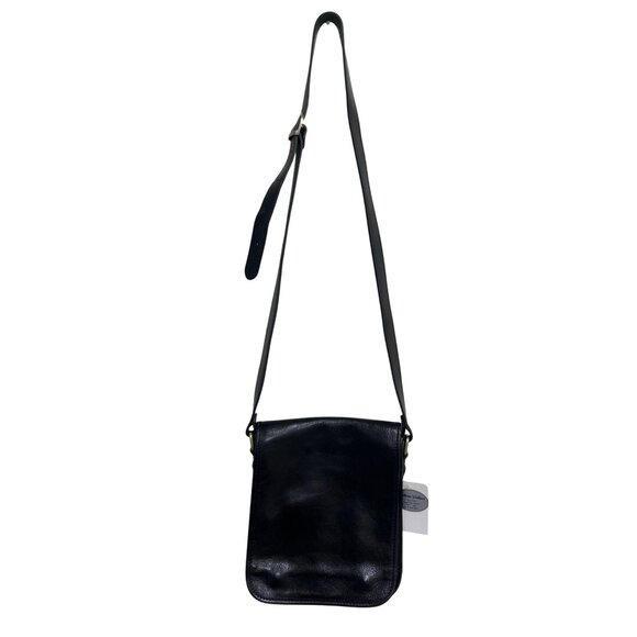 Pelletteria Fontana Italian Black Leather Crossbody Bag Adjustable-Strap NEW - Picture 1 of 11